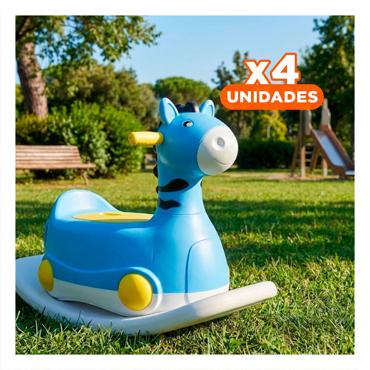 PACK4 TINA INFANTIL JIRAFA CON RUEDAS AZUL LIGERA Y RESISTENTE PARA HOGAR - 1