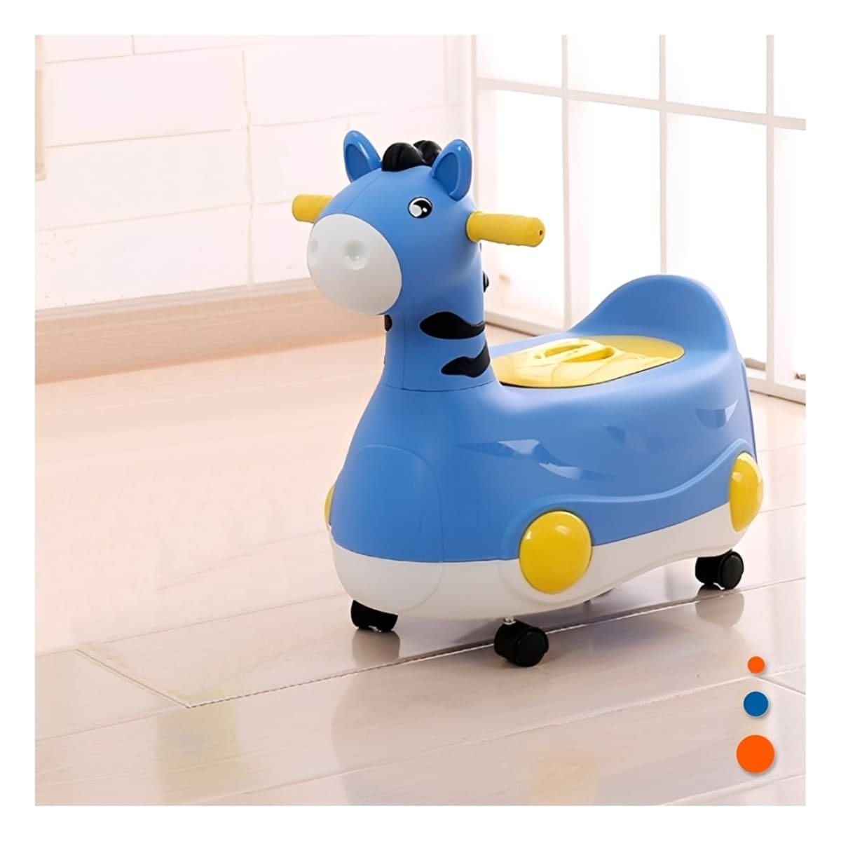 PACK4 TINA INFANTIL JIRAFA CON RUEDAS AZUL LIGERA Y RESISTENTE PARA HOGAR - 2