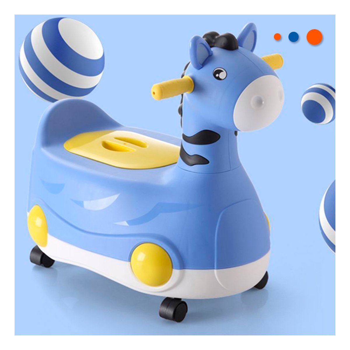 RECIPIENTE COMODO JIRAFA CON RUEDAS AZUL RESISTENTE Y LIGERO PARA CASA Y+LIGAS REGALO - 1
