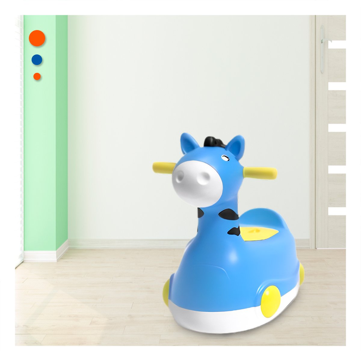 RECIPIENTE COMODO JIRAFA CON RUEDAS AZUL RESISTENTE Y LIGERO PARA CASA Y+LIGAS REGALO - 2