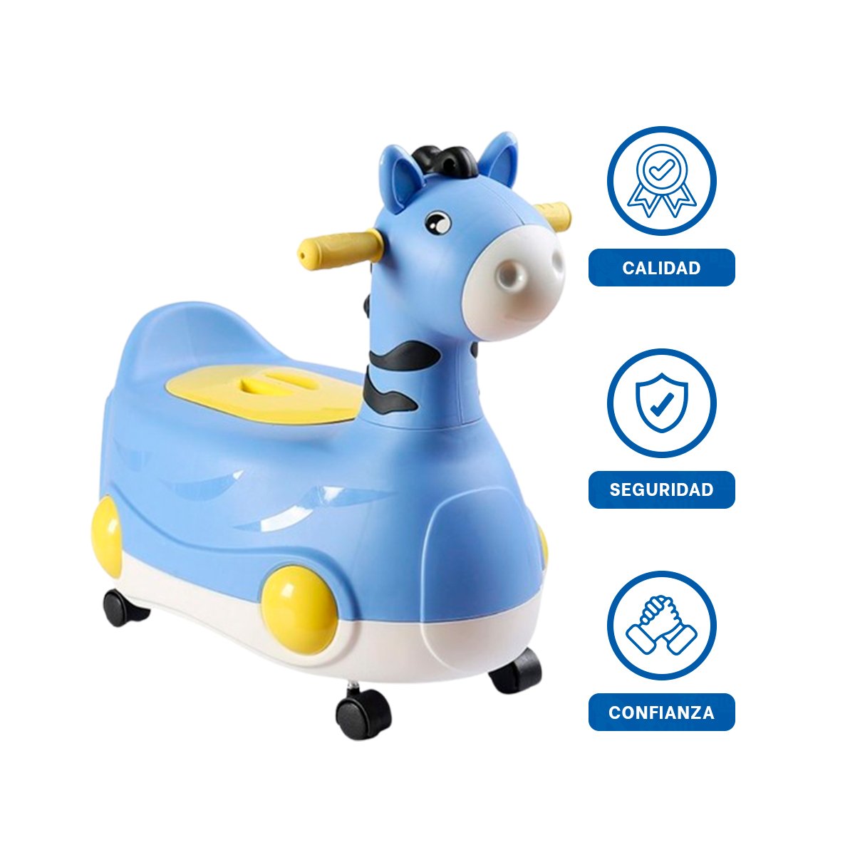 RECIPIENTE COMODO JIRAFA CON RUEDAS AZUL RESISTENTE Y LIGERO PARA CASA Y+LIGAS REGALO - 3