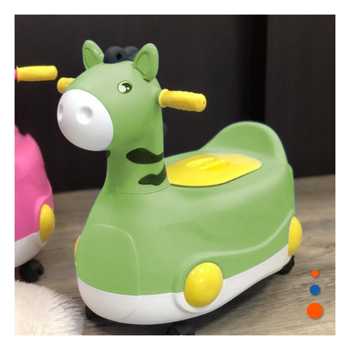 PACK6 CUBETA SEGURA JIRAFA CON RUEDAS VERDE MOVIL Y LIGERA PARA HOGAR - 2