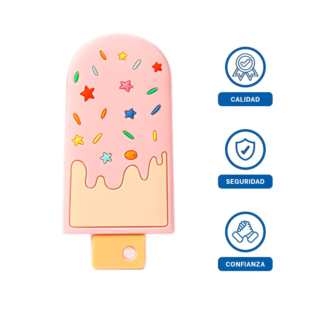 SONAJERO DE SILICONA CON FORMA DE HELADO ROSADO CLARO FACIL DE SOSTENER - 3