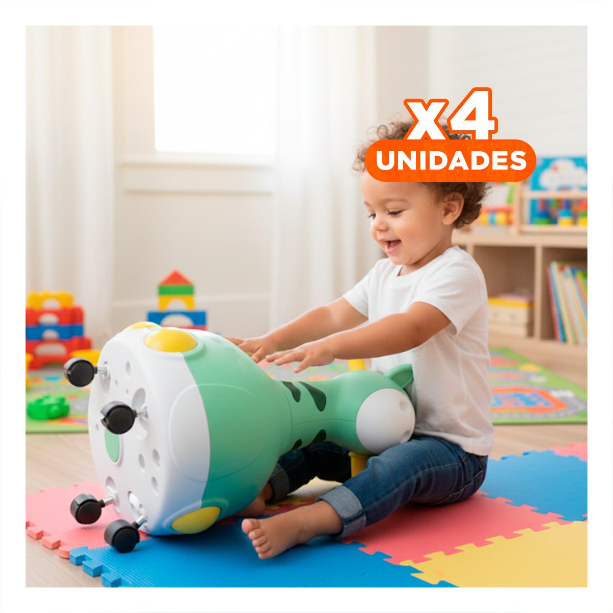PACK4 RECIPIENTE COMODO JIRAFA CON RUEDAS VERDE FACIL Y MOVIL PARA CASA - 1