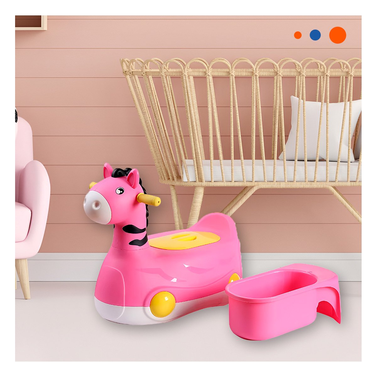 PACK2 CUBETA INFANTIL JIRAFA CON RUEDAS ROSADO LIGERA Y FACIL DE MOVER Y+PAPEL REGALO - 5
