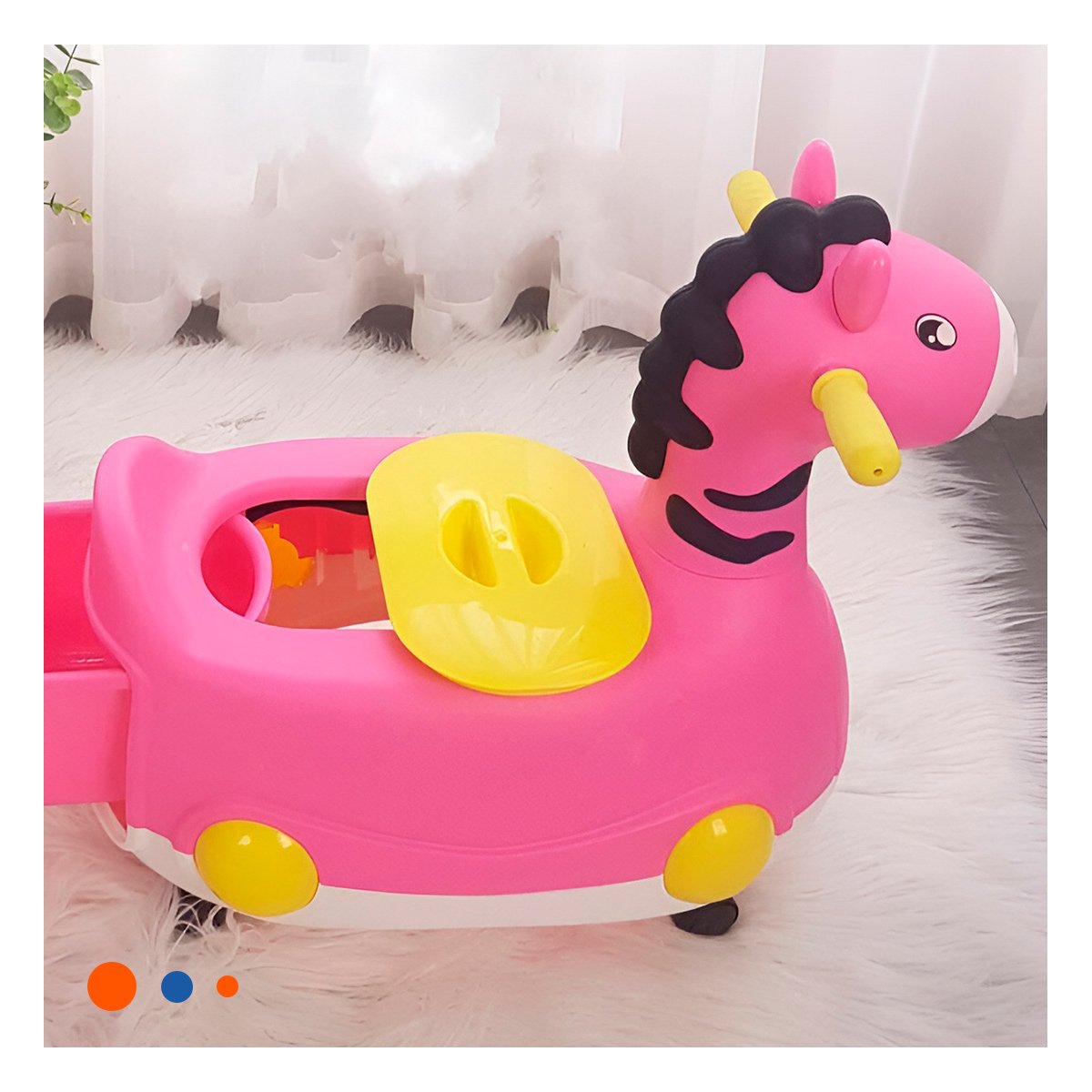 RECIPIENTE PORTATIL JIRAFA CON RUEDAS ROSADO MOVIL Y FACIL DE USAR Y+LIGAS REGALO - 2
