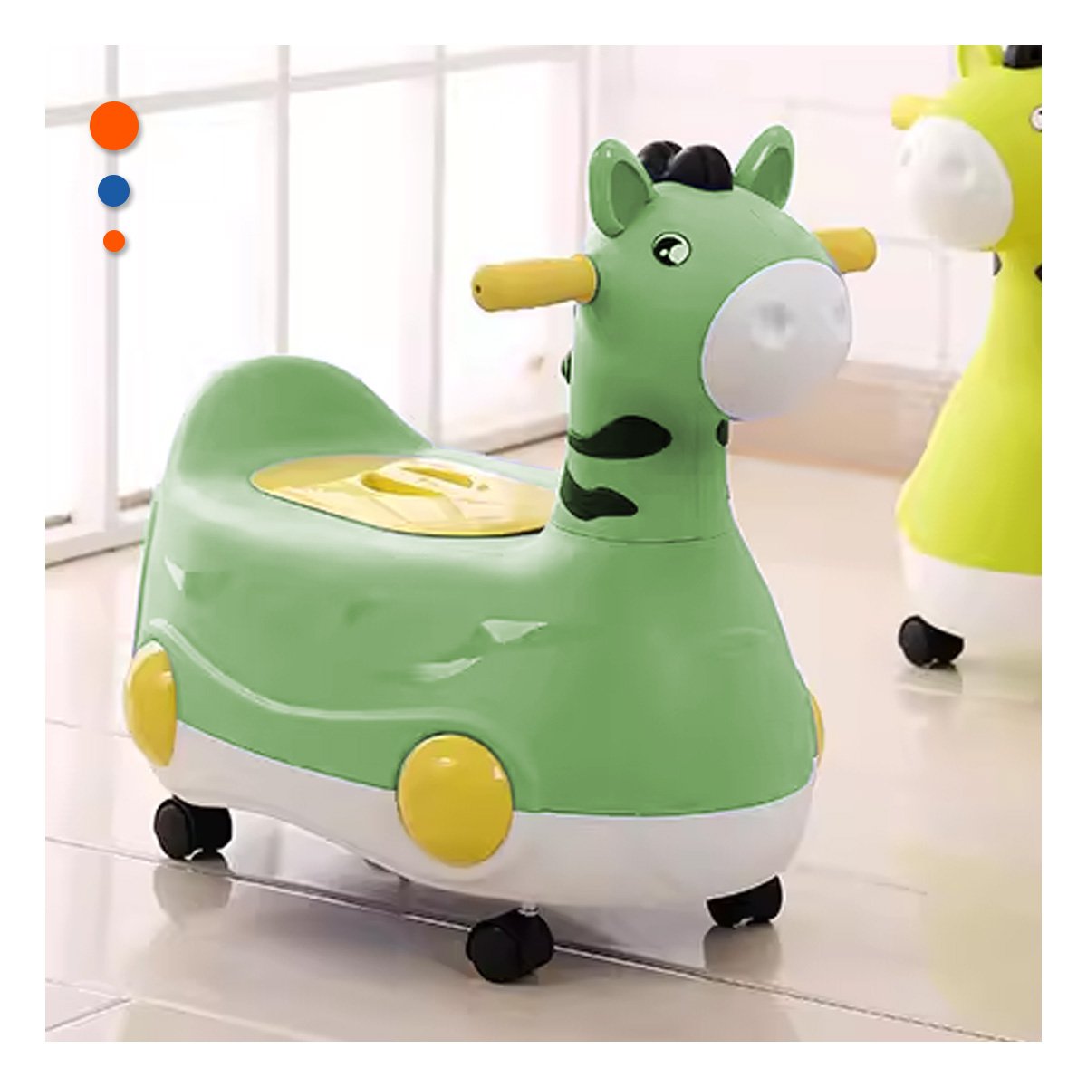 CONTENEDOR LIGERO JIRAFA CON RUEDAS VERDE SEGURO Y COMODO PARA CASA Y+REGALO STICKER - 2