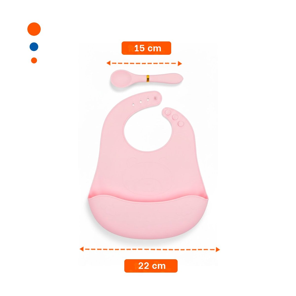 PACK12 DELANTAL CON CUCHARA DE SILICONA ROSADO OSITO SEGURO PARA MAMA Y+REGALO STICKER - 4