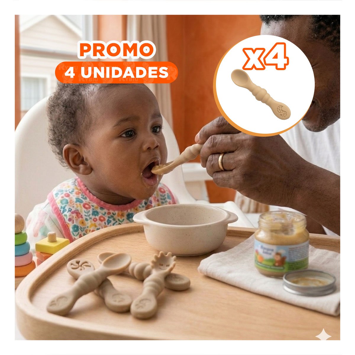 PACK4 SET 3 PRE CUCHARAS PARA YOGUIS DEL BEBE COMODO Y SEGURO COLOR MELON - 1
