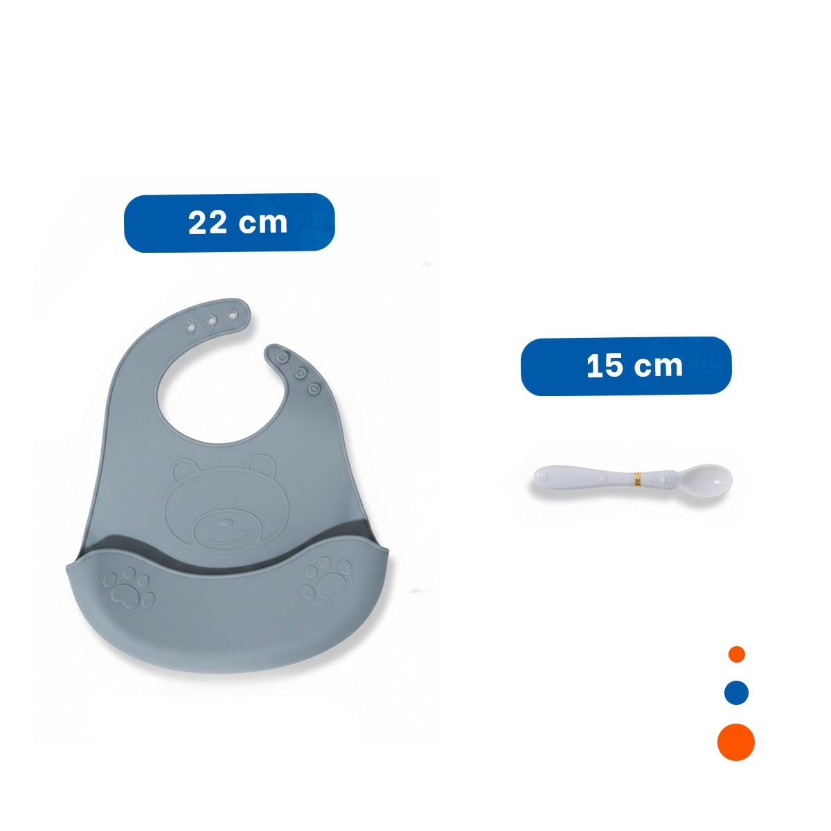 DELANTAL CON CUCHARA DE SILICONA PLOMO OSITO SEGURO Y DIVERTIDO PARA MAMA Y+LIGAS REGALO - 4