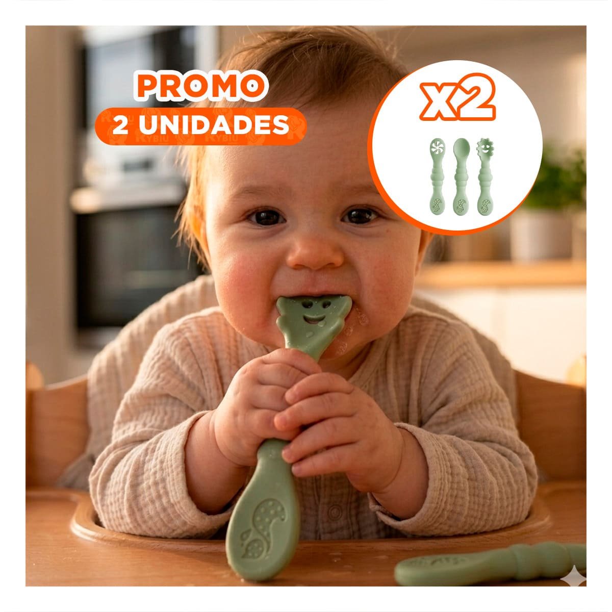 PACK2 COLECCION 3 PRE CUCHARAS PARA BEBE COMIDA PRACTICA Y SALUDABLE VERDE Y+REGALO STICKER - 1