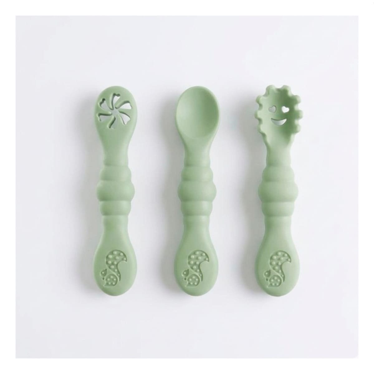 PACK2 COLECCION 3 PRE CUCHARAS PARA BEBE COMIDA PRACTICA Y SALUDABLE VERDE Y+REGALO STICKER - 2