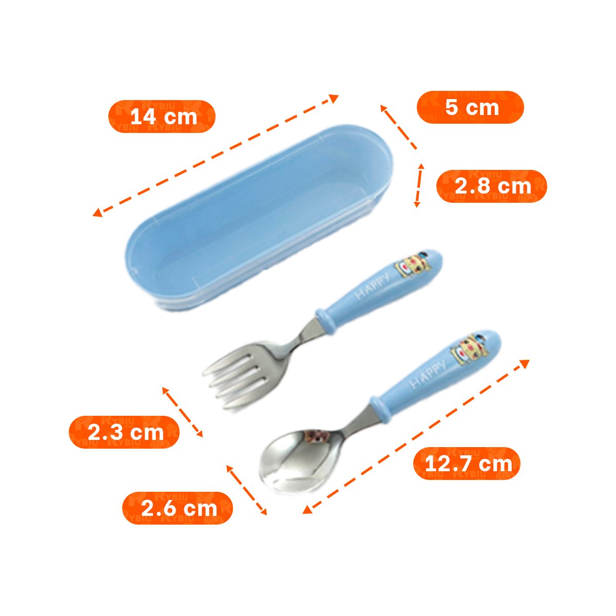 SET DE CUCHARA Y TENEDOR CHANCHO CON ESTUCHE RIGIDO CELESTE Y+POST IT - 4