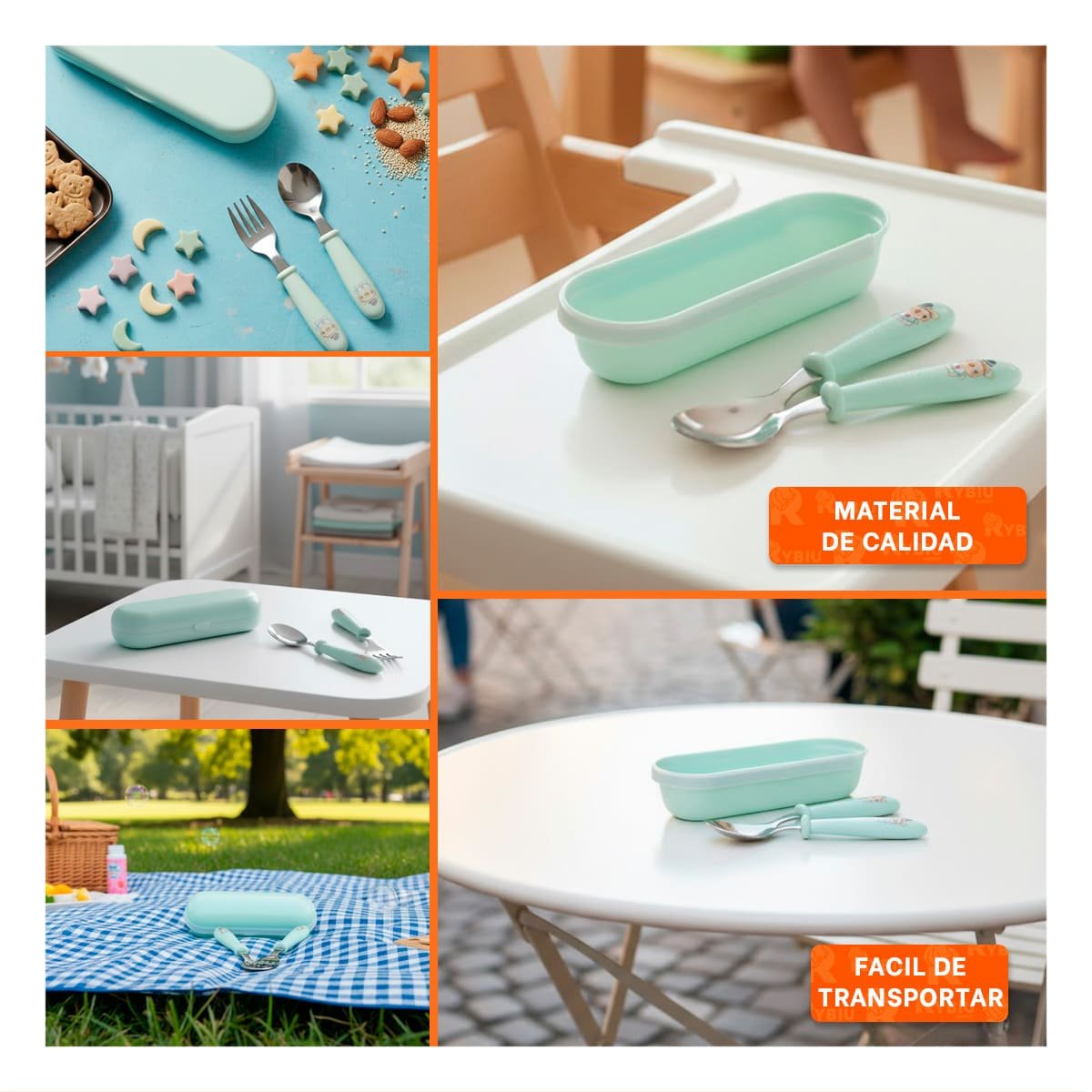 SET DE CUCHARA Y TENEDOR CHANCHO CON ESTUCHE RIGIDO VERDE Y+POST IT - 1