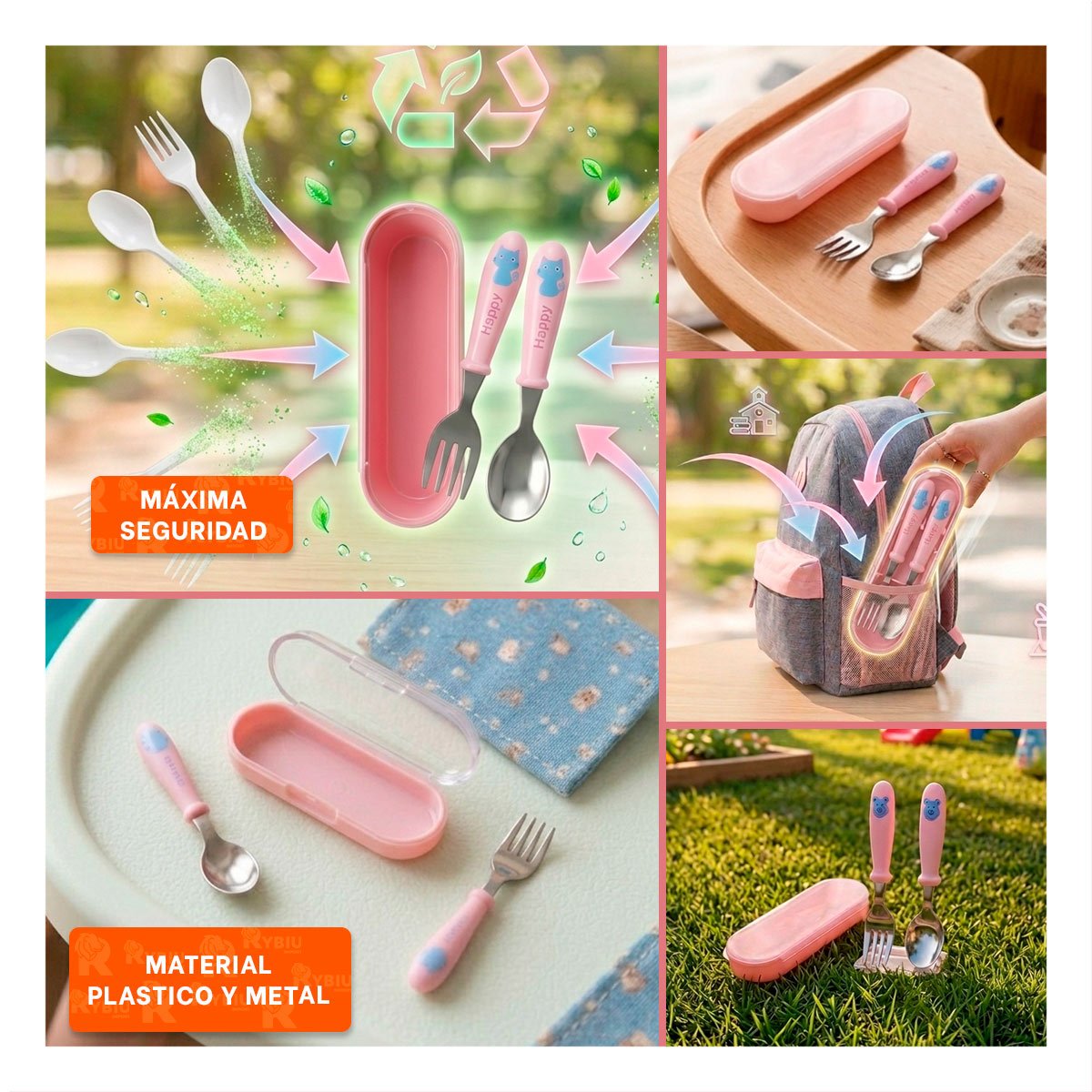 PACK4 PACK PORTATIL GATO HAPPY ROSADO CON ESTUCHE SEGURO Y+REGALO STICKER - 2