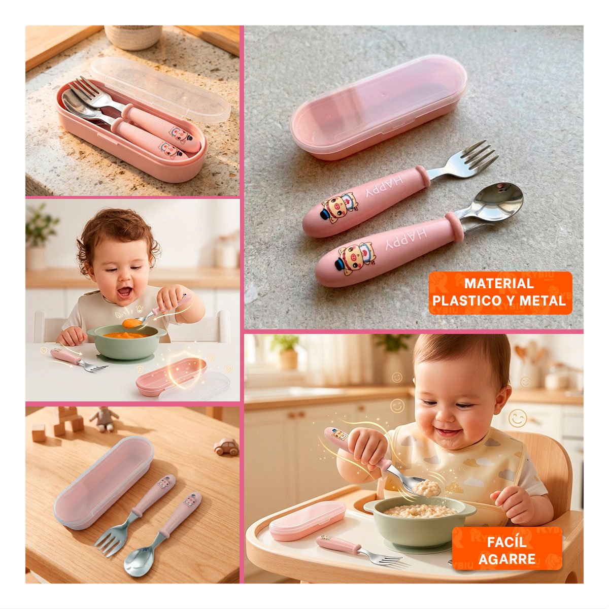 PACK6 KIT PORTATIL CHANCHO HAPPY MELON CON ESTUCHE COMPACTO Y+PAPEL REGALO - 3