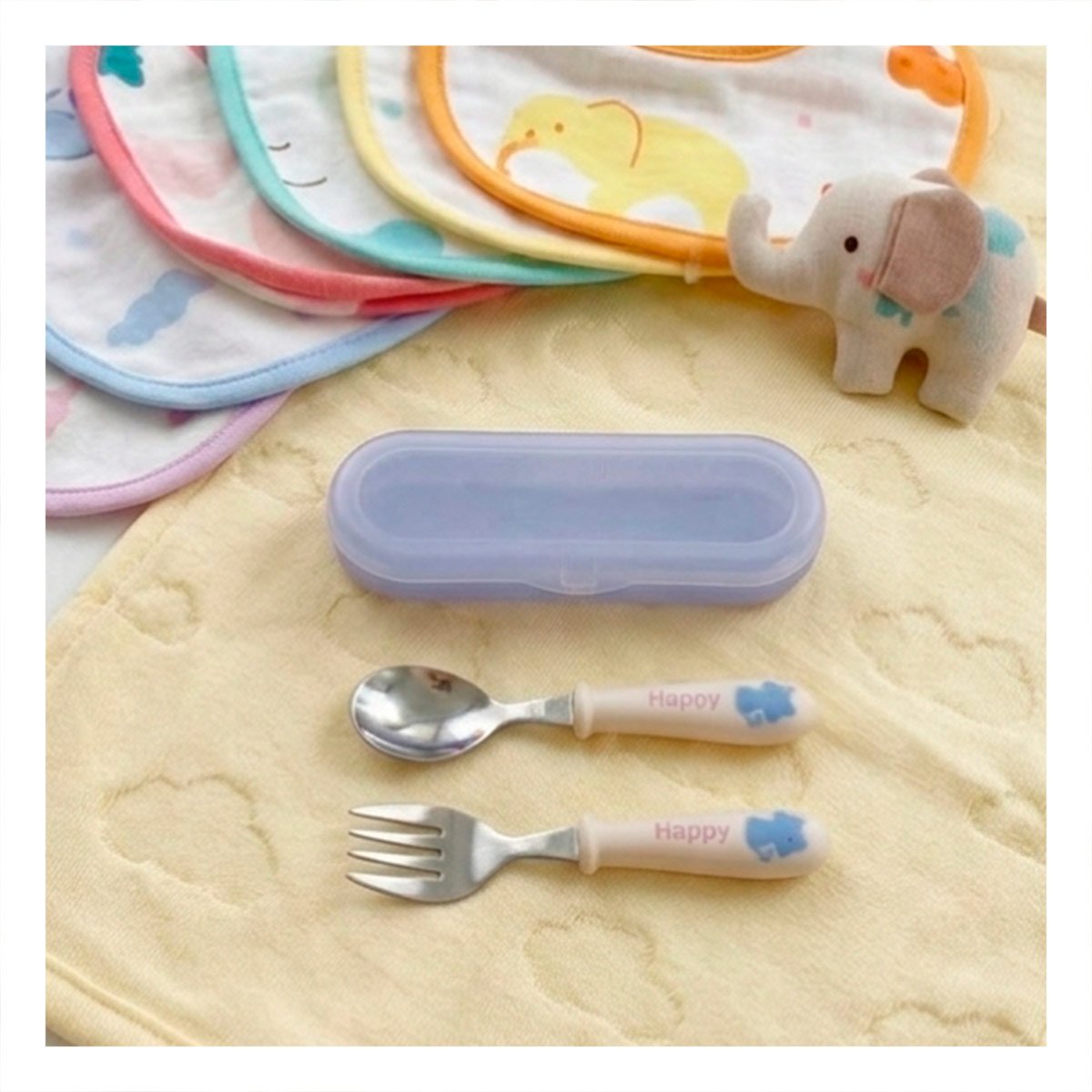 PACK2 KIT ESCOLAR GATO CON ESTUCHE PRACTICO CUCHARA Y TENEDOR COLOR BLANCO - 5