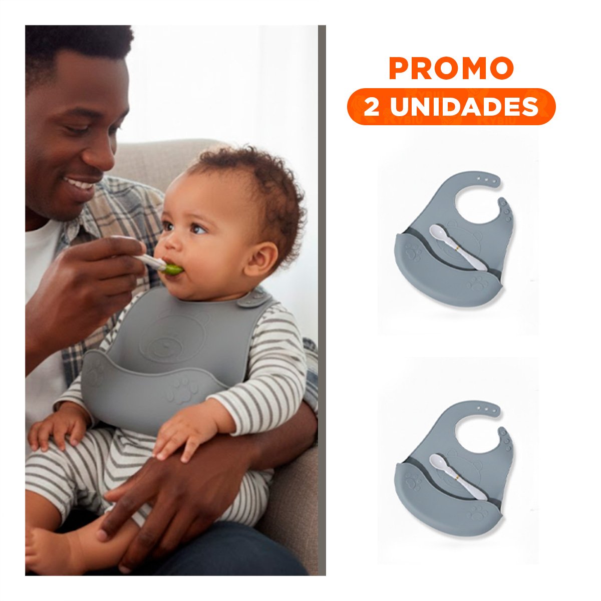 PACK2 PROTECTOR CON CUCHARA DE SILICONA PLOMO OSITO HIGIENICO Y PRACTICO PARA BEBE - 1