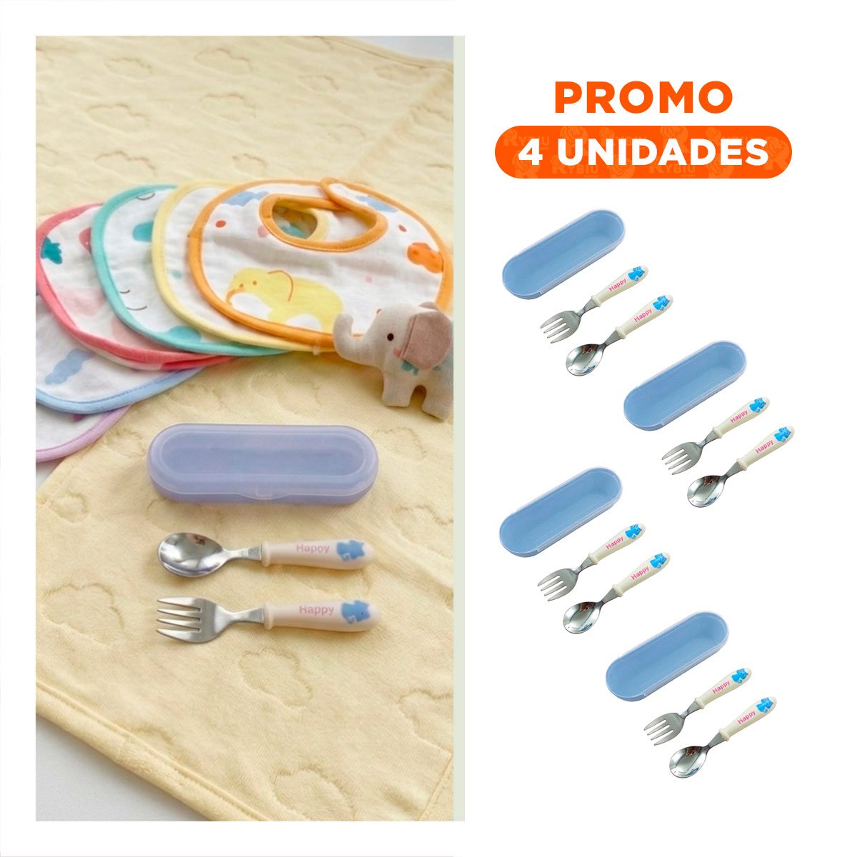 PACK4 PACK PORTATIL GATO HAPPY BLANCO CON ESTUCHE SEGURO Y+REGALO STICKER - 1