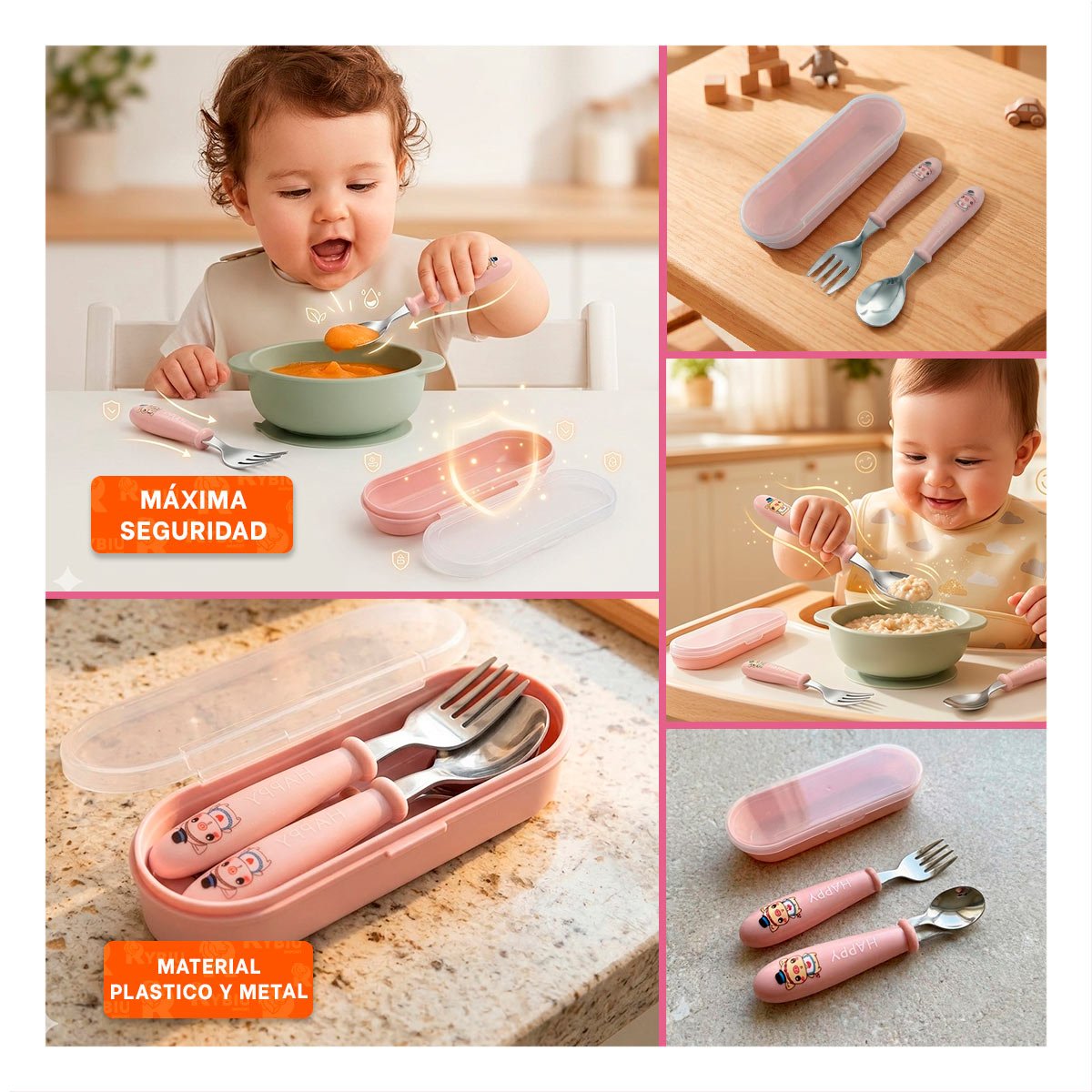 PACK4 PACK INFANTIL CHANCHO HAPPY MELON CON ESTUCHE RESISTENTE Y+REGALO STICKER - 2
