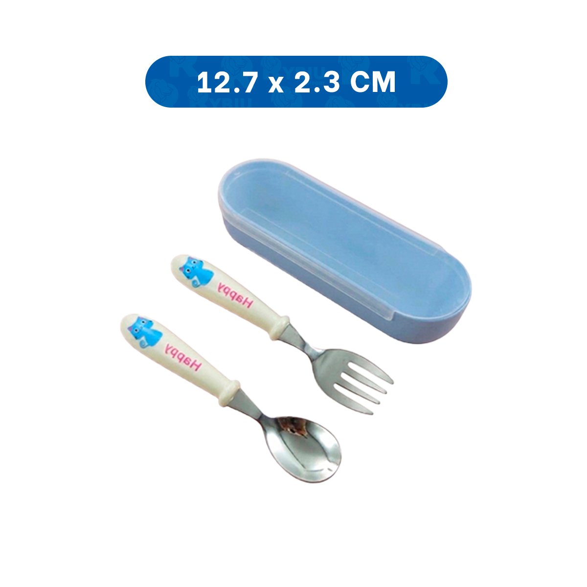 KIT DE CUBIERTOS GATO HAPPY BLANCO CON ESTUCHE COMPACTO Y+PAPEL REGALO - 4