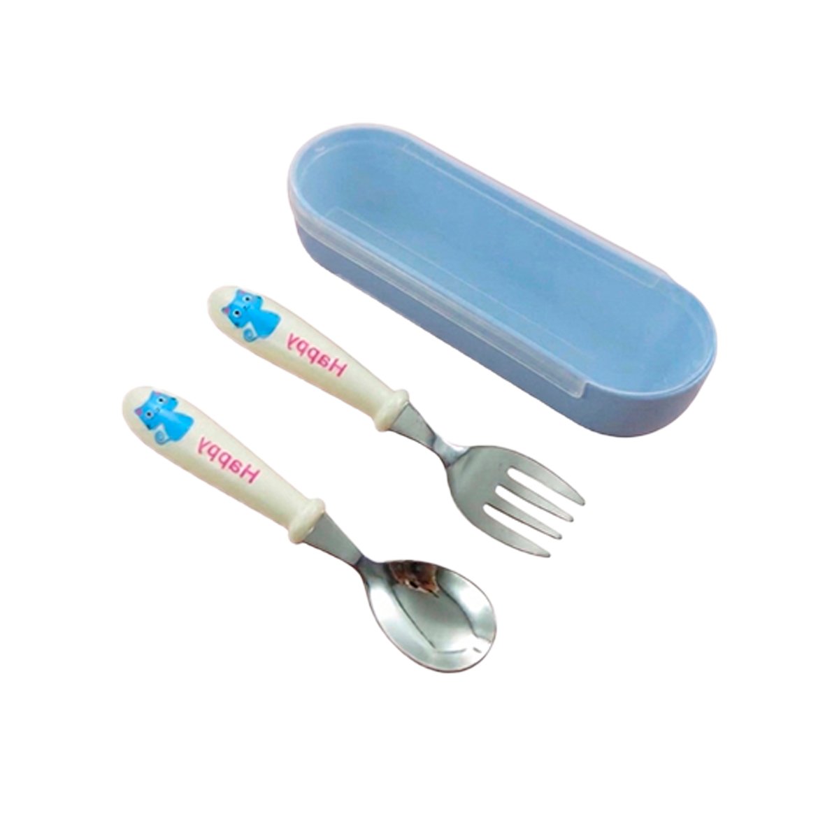 PACK4 KIT INFANTIL GATO CON CUCHARA Y TENEDOR ESTUCHE COLOR BLANCO Y+PAPEL REGALO - 3