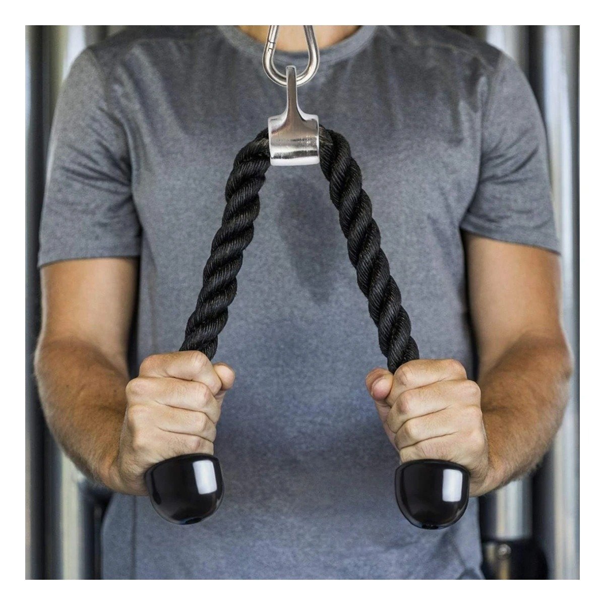 ACCESORIO POLEA DOBLE AGARRE PARA BICEPS TRICEPS NEGRO PARA GIMNASIO - 2