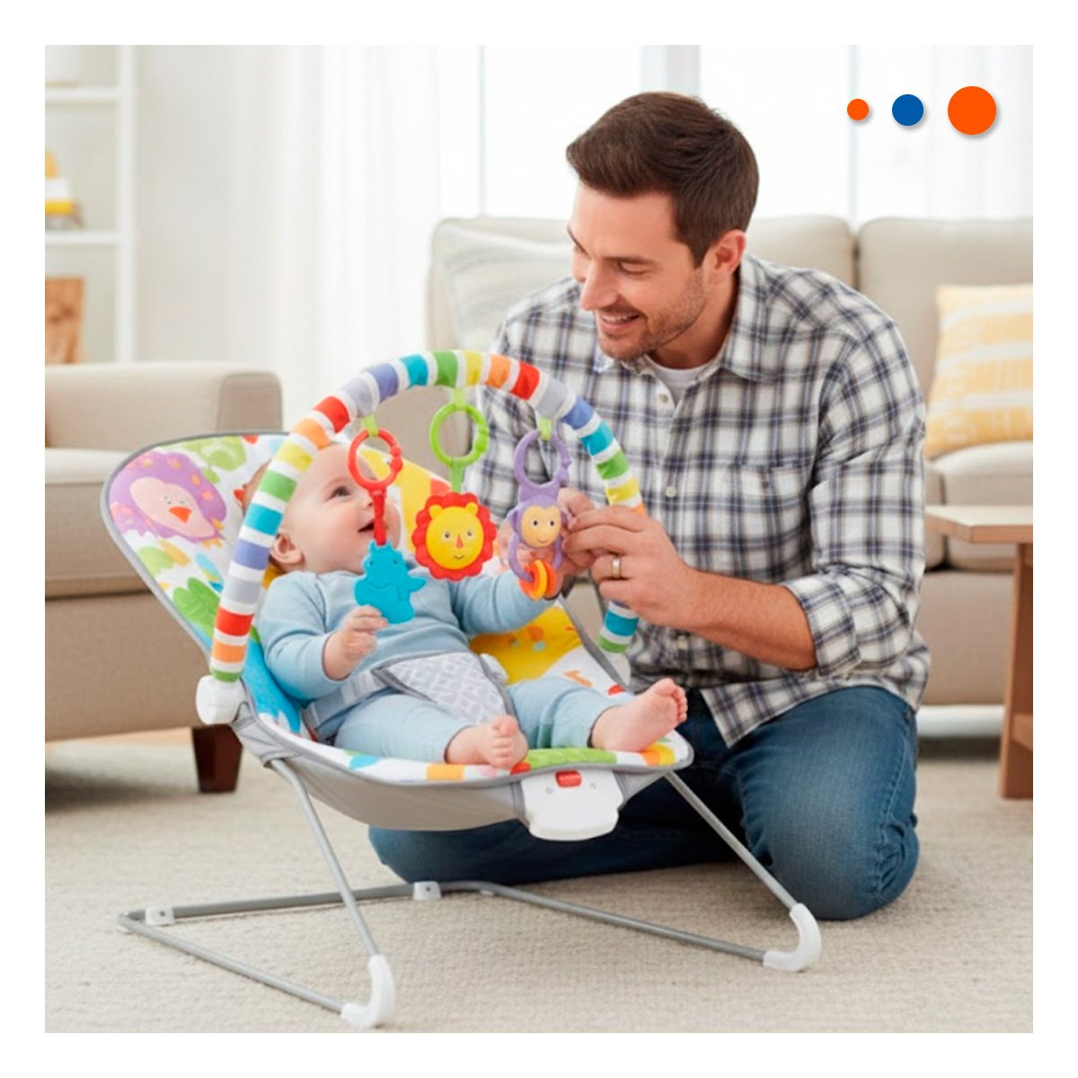 SILLA MECEDORA CON BALANCEO LIGERO Y DISEÑO INFANTIL MULTICOLOR MONITO Y+LIGAS REGALO - 1