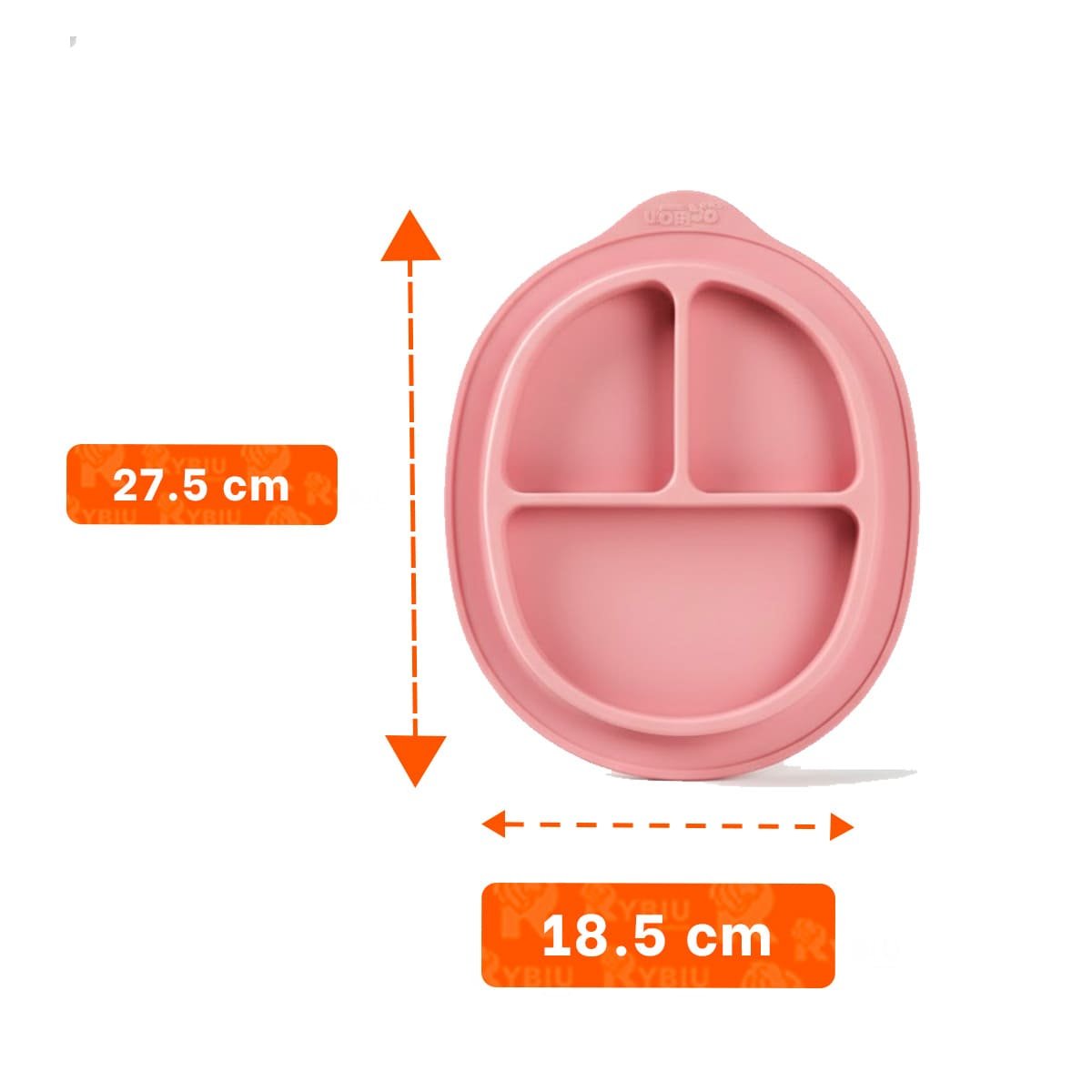 PACK2 FUENTE DE SILICONA CARITA FELIZ ROSADO CON COMPARTIMIENTOS Y+PAPEL REGALO - 4