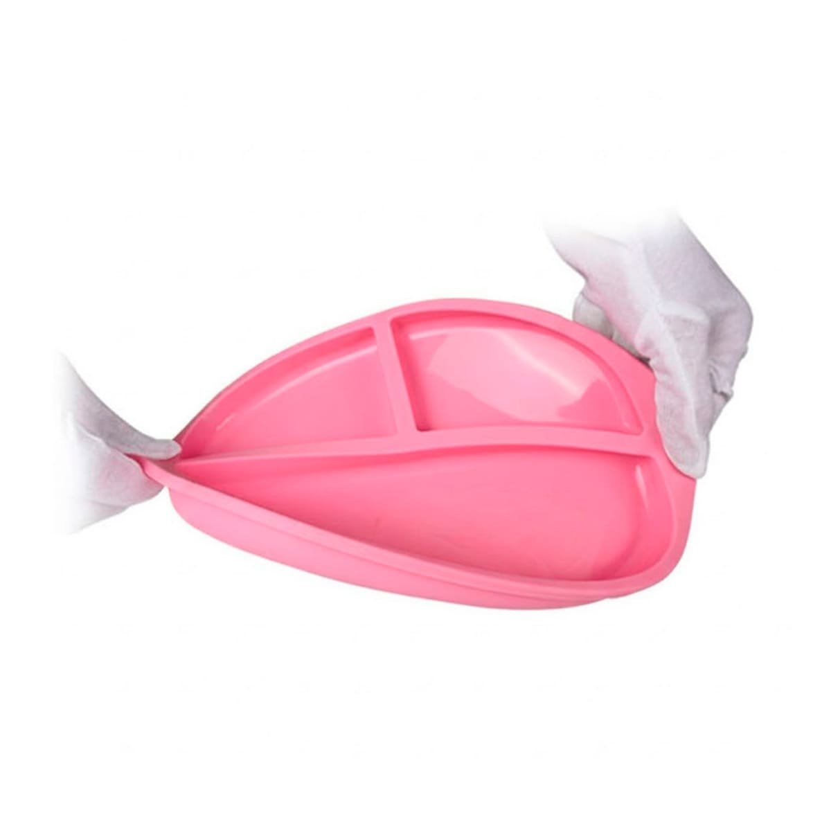 FUENTE DE SILICONA CON CARITA FELIZ 3 ESPACIOS COLOR ROSADO Y+REGALO STICKER - 3