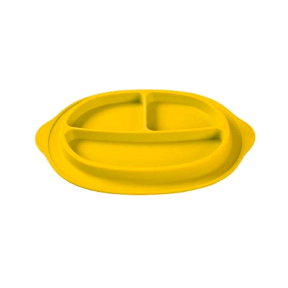 PACK12 FUENTE INFANTIL DE SILICONA CON CARITA FELIZ AMARILLO SEPARADA Y+REGALO STICKER - 2