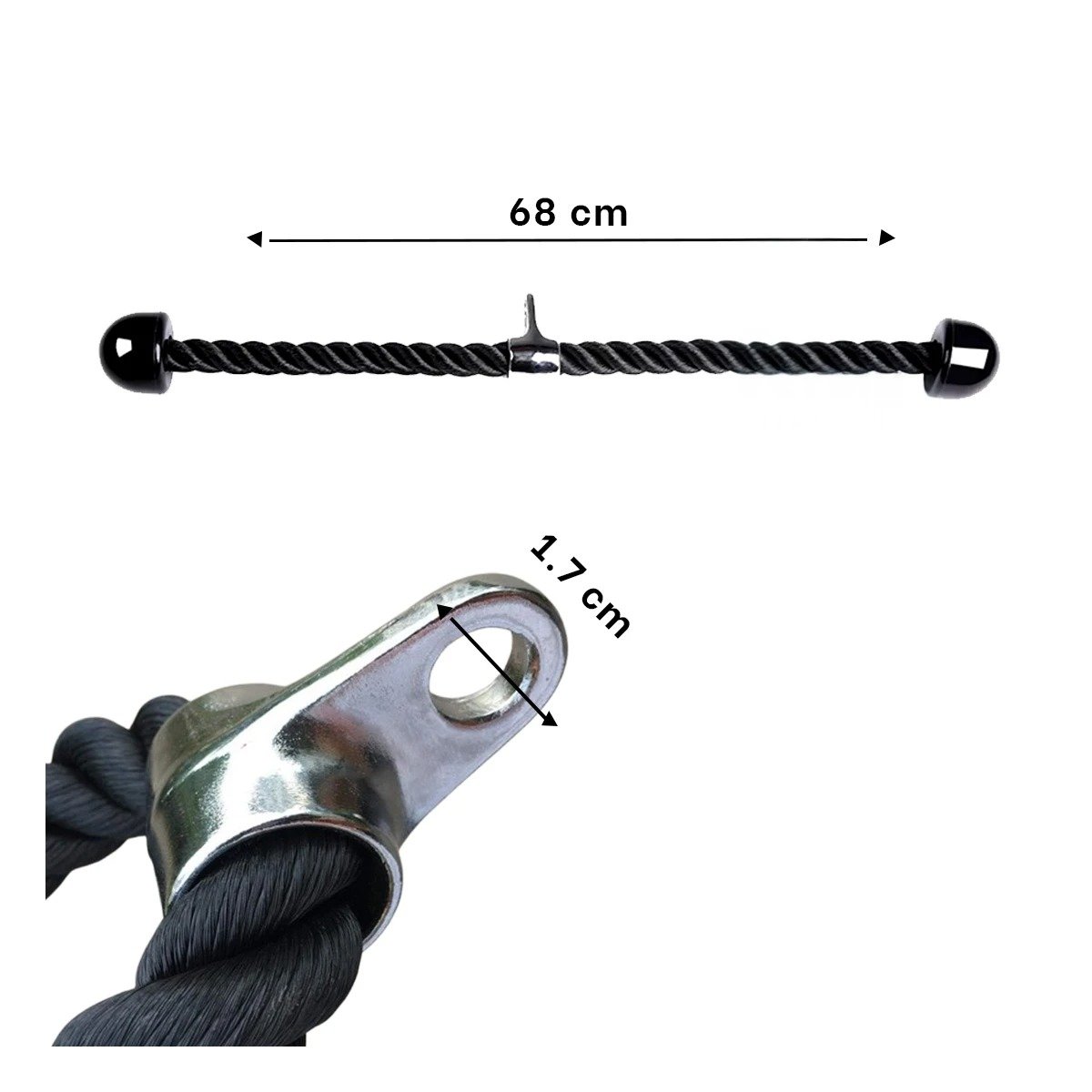 PACK2 ACCESORIO DE FUERZA PARA BICEPS TRICEPS CON AGARRE DOBLE NEGRO - 4