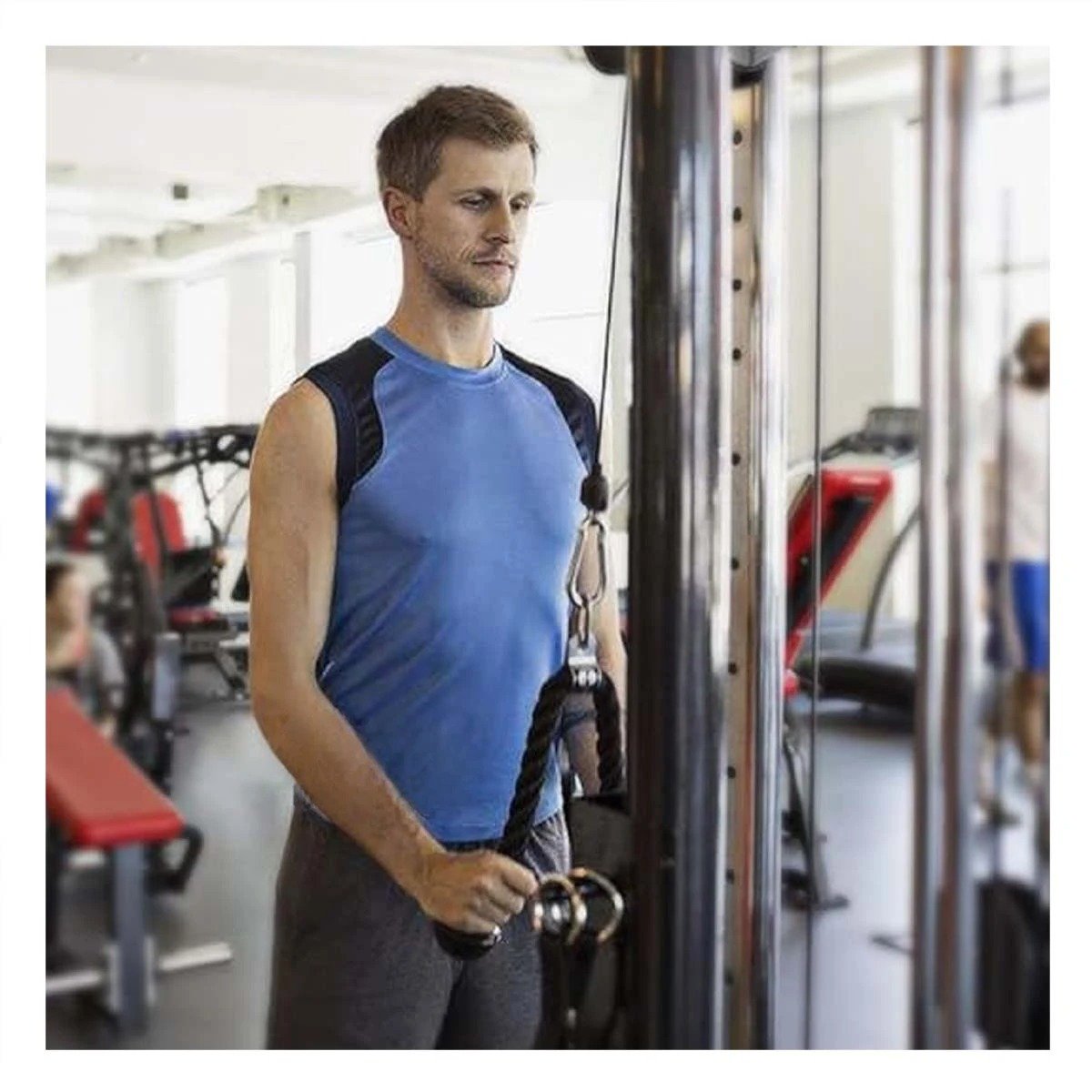 PACK2 ACCESORIO DE FUERZA PARA BICEPS TRICEPS CON AGARRE DOBLE NEGRO - 5