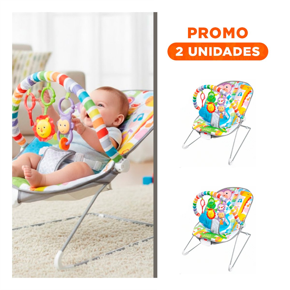 PACK2 REPOSADOR MECEDOR PARA DESCANSO DEL BEBE MULTICOLOR MONITO - 1