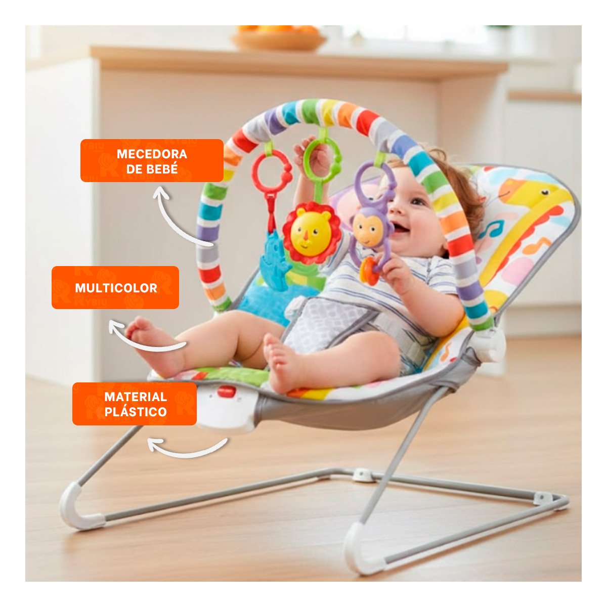 PACK2 REPOSADOR MECEDOR PARA DESCANSO DEL BEBE MULTICOLOR MONITO - 5