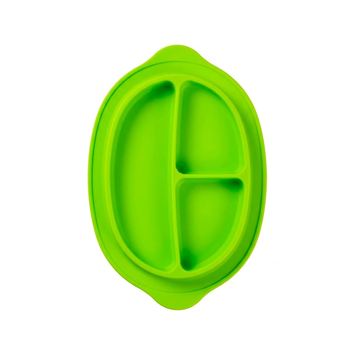 BANDEJA DE SILICONA CARITA FELIZ COLOR VERDE PARA COMIDA INFANTIL Y+LIGAS REGALO - 3