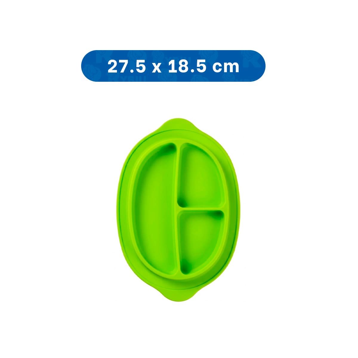 BANDEJA DE SILICONA CARITA FELIZ COLOR VERDE PARA COMIDA INFANTIL Y+LIGAS REGALO - 4