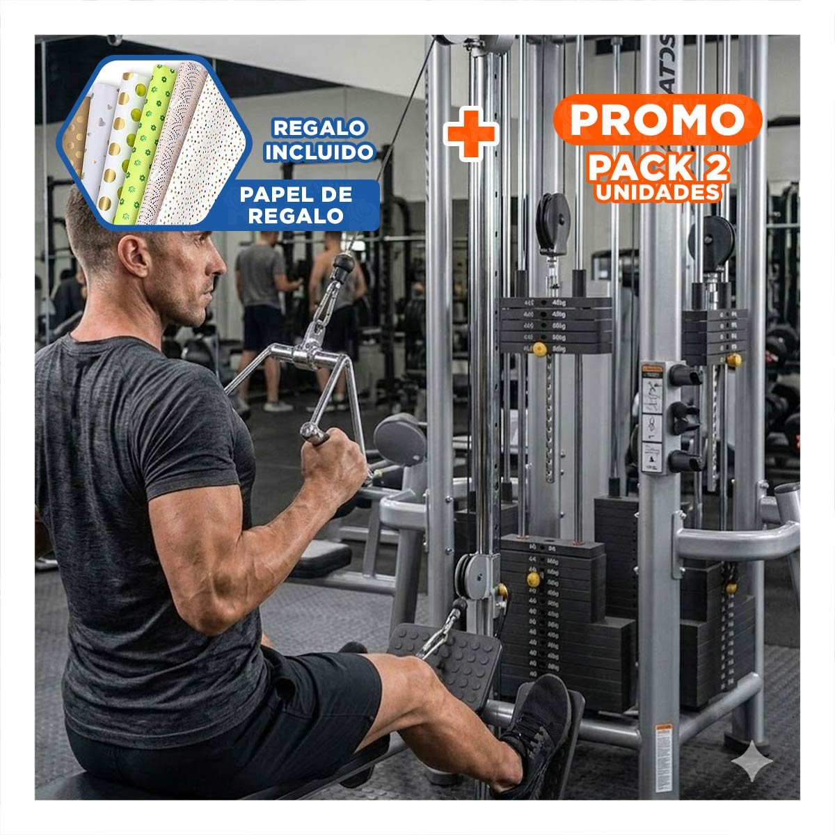 PACK2 MANIJA POLEA 360 GRADOS PLATEADO PARA ENTRENAMIENTO DIARIO Y MOVIMIENTO Y+PAPEL REGALO - 1