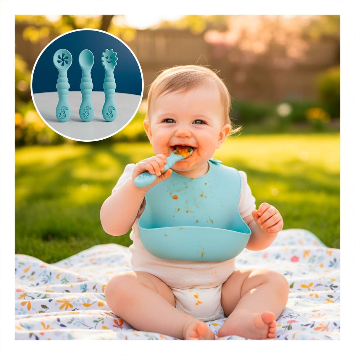 SET 3 PRE CUCHARAS COMODO Y SEGURO PARA BEBE EN HOGAR CELESTE Y+POST IT - 2