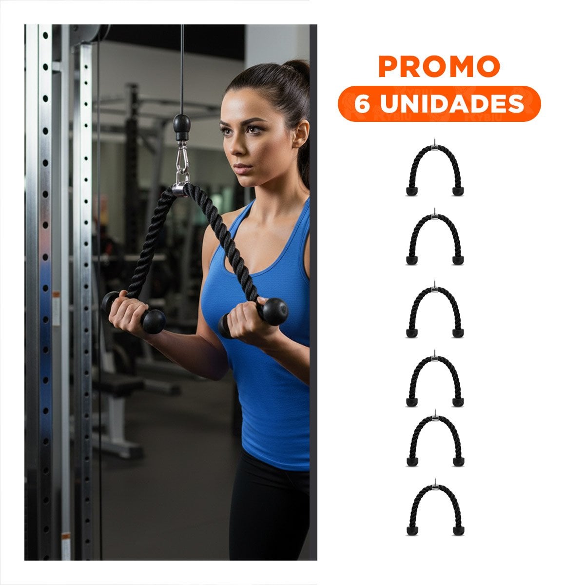 PACK6 COMPLEMENTO DEPORTIVO PARA TRABAJO DE BICEPS TRICEPS NEGRO - 1