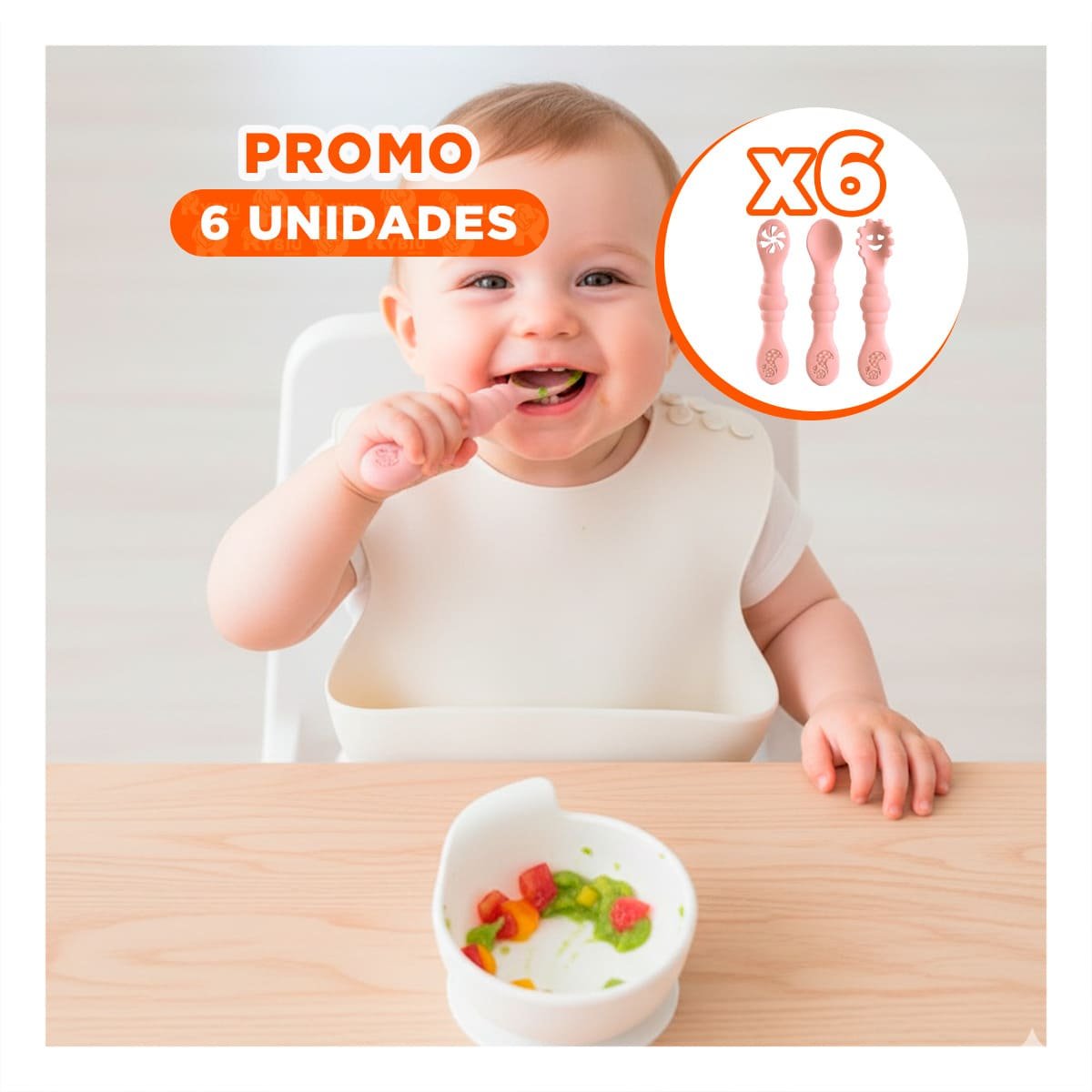 PACK6 PACK 3 PRE CUCHARAS PARA CASA Y COMEDOR BEBE COMODO Y PRACTICO ROSADO Y+REGALO STICKER - 1