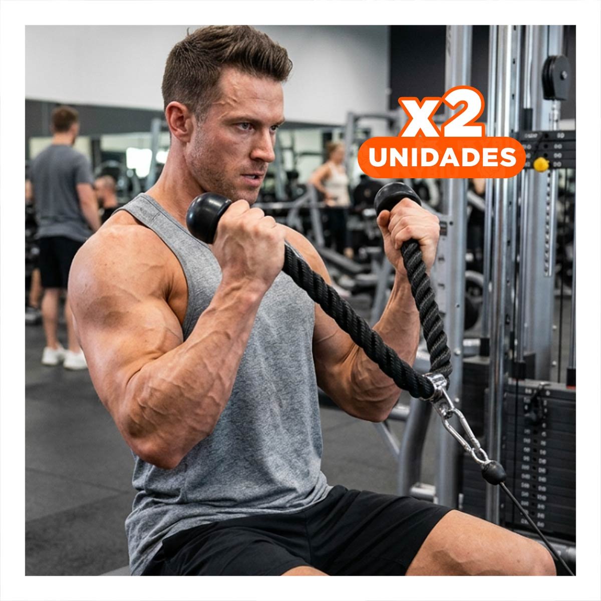 PACK2 SOPORTE DE ENTRENAMIENTO PARA BICEPS TRICEPS CON AGARRE DOBLE NEGRO Y+REGALO STICKER - 1