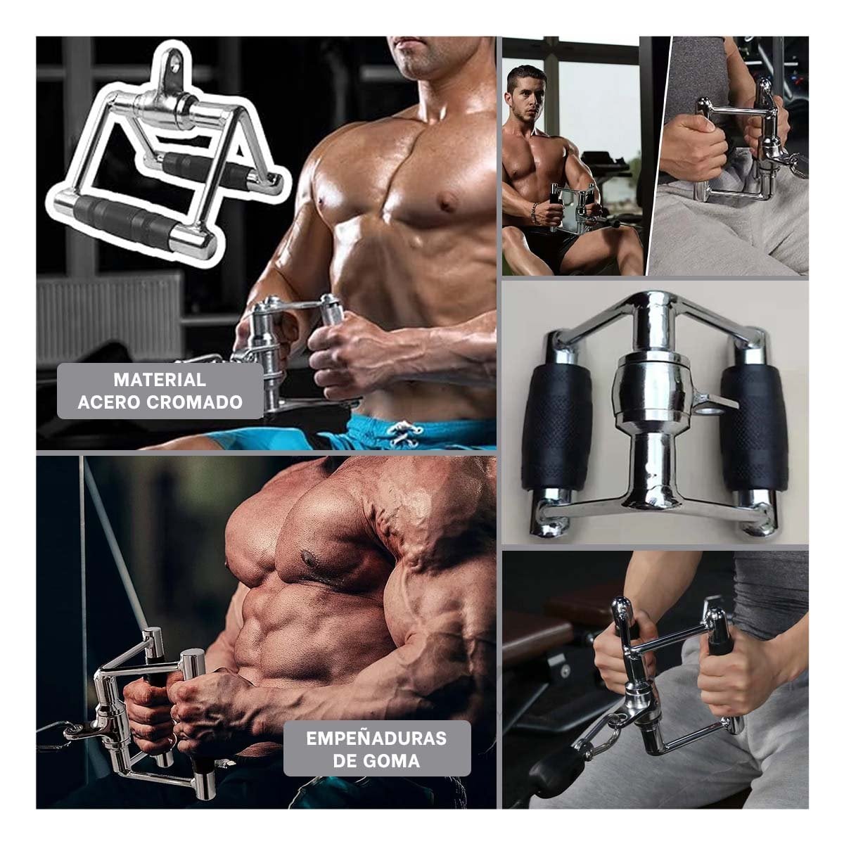 PACK4 ASA POLEA 360 GRADOS PLATEADO PARA RUTINAS DE FUERZA Y EJERCICIOS Y+REGALO STICKER - 2