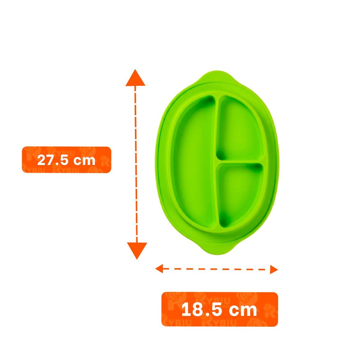 PACK6 RECIPIENTE VERDE DE SILICONA CARITA FELIZ CON DIVISIONES Y+PAPEL REGALO - 4