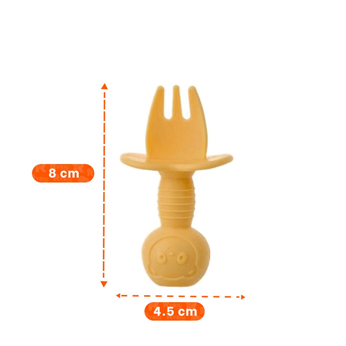 PACK4 PACK 2 PRE CUCHARA Y TENEDOR MANGO CORTO OSITO AMARILLO PARA NIÑOS COMER Y+REGALO STICKER - 4