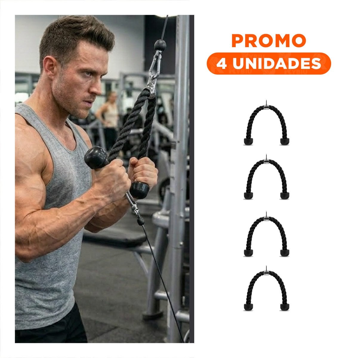 PACK4 ACCESORIO FITNESS PARA RUTINAS DE BICEPS TRICEPS NEGRO Y+REGALO STICKER - 1