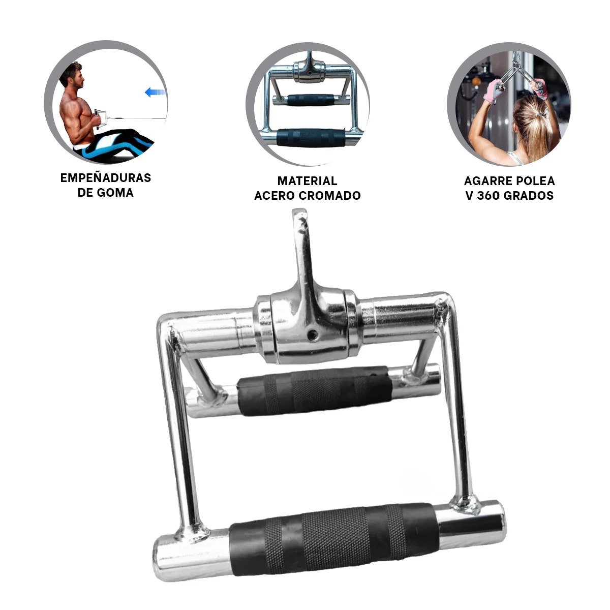 AGARRE POLEA 360 GRADOS PLATEADO PARA RUTINAS DE MUSCULOS Y ENTRENAMIENTO DIARIO - 3