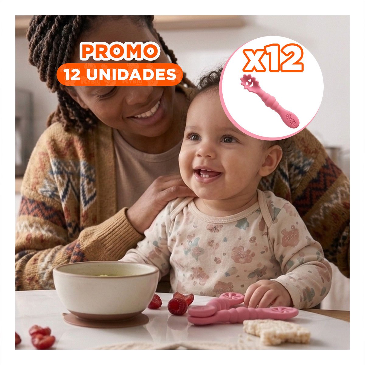 PACK12 SET 3 PRE CUCHARAS PARA BEBE USO DIARIO Y FACIL DE LIMPIAR COLOR ROSADO - 1