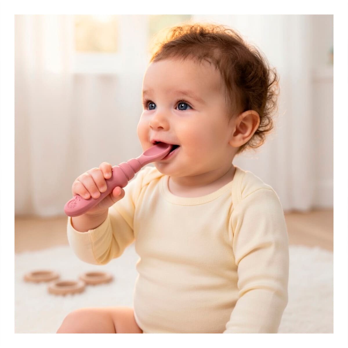 PACK 3 PRE CUCHARAS PARA BEBE PRACTICO Y RESISTENTE EN COMEDOR COLOR ROSADO Y+REGALO STICKER - 2