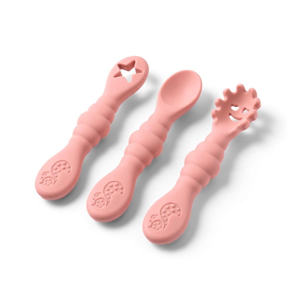 PACK 3 PRE CUCHARAS PARA BEBE PRACTICO Y RESISTENTE EN COMEDOR COLOR ROSADO Y+REGALO STICKER - 3